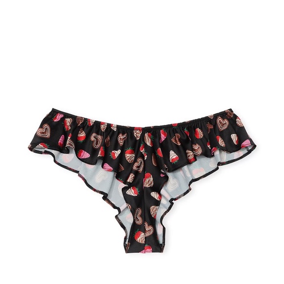 Victoria's Secret Very Sexy Satin Flutter Cheeky Panty Black Chocolates S NEW - Picture 2 of 3